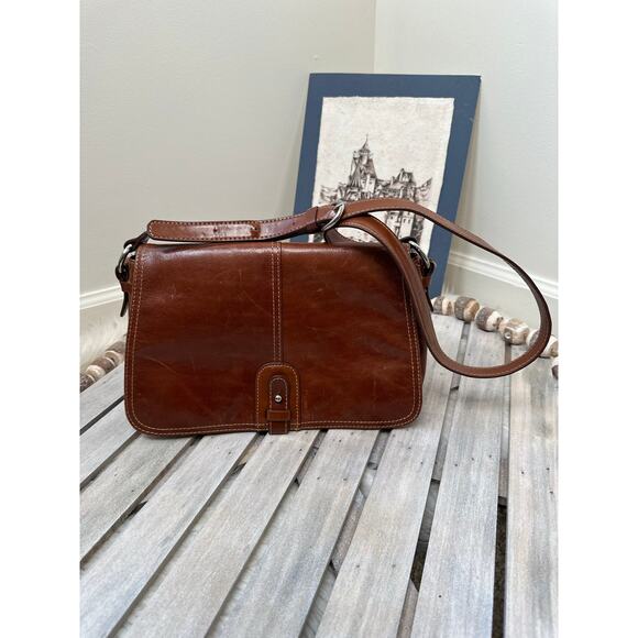 Vintage Giani Bernini Brown Leather Crossbody Purse Bag - Picture 3 of 9